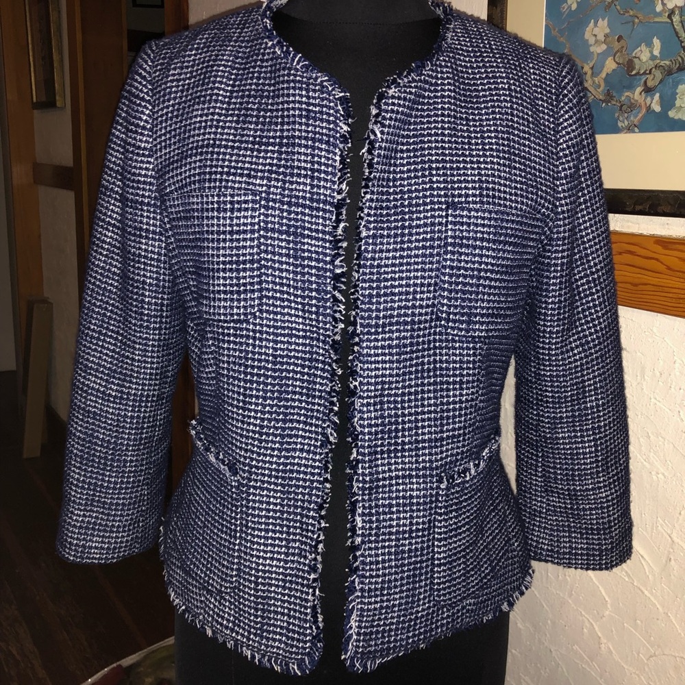 Woven blazer, lined frayed edges